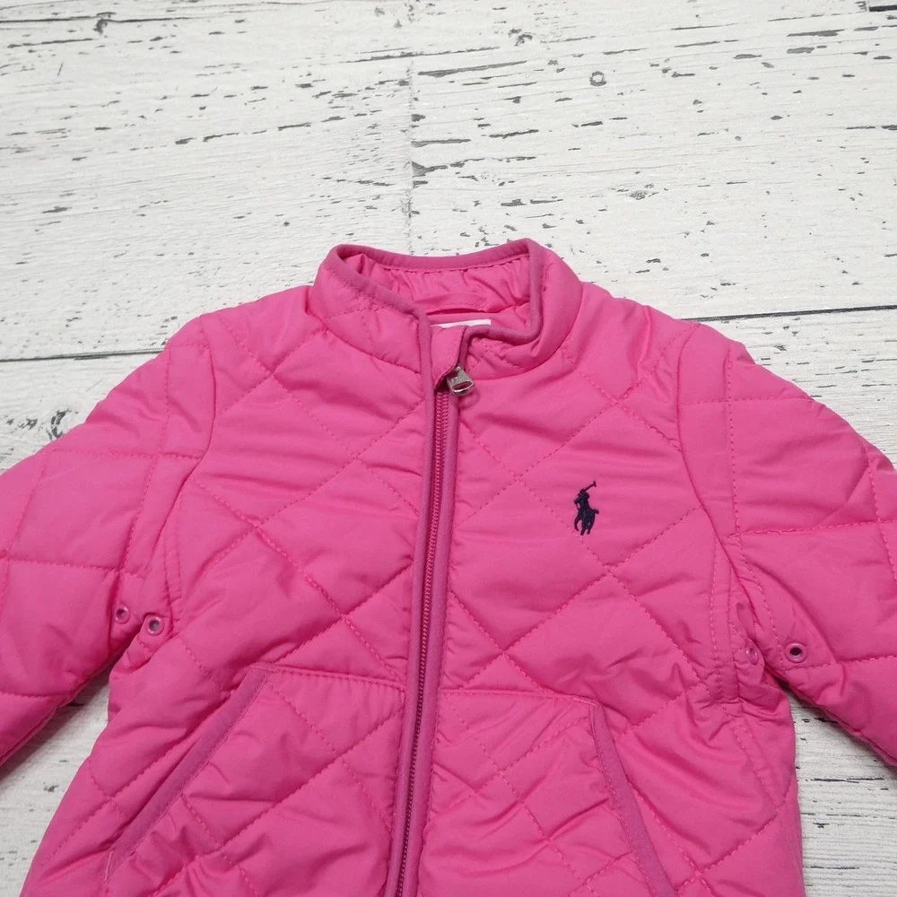 Ralph Lauren Jacket Baby Girls 3-6 Months Pink Quilted Puffer Coat Zip Winter